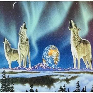 Алмазная мозаика на холсте"Три волка" 20х30 см полная выкладка круглые стразы Мадагаскария в Москве от компании М.Видео