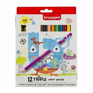 Набор цветных карандашей Bruynzeel трехгранных 12цв + точилка для детей от 4 лет в Москве от компании М.Видео
