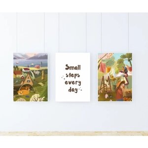 Набор плакатов "Маленький мир" 3 шт. / Набор интерьерных постеров формата А2 (40х60 см) без рамы