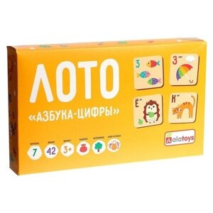 Лото «Азбука» 7 карточек, 42 фишки, мешочек в Москве от компании М.Видео