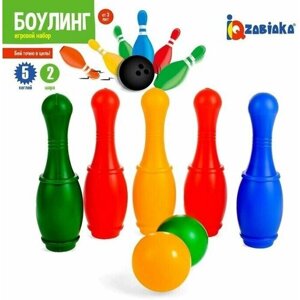 Боулинг "Набор 34", цветной, 5 кеглей, 2 шара в Москве от компании М.Видео
