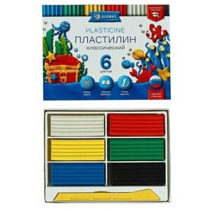Пластилин GLOBUS «Классический», 6 цветов, 120 г, рекомендован педагогами в Москве от компании М.Видео