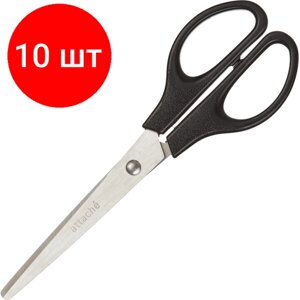 Комплект 10 штук, Ножницы Attache 180 мм с пластик. эллиптическими ручками, цвет черный в Москве от компании М.Видео