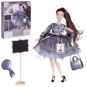Кукла ABtoys &quotРоскошь серебра&quot в платье с двухслойной юбкой, серебристая сумка, темные волосы 30см PT-01630 в Москве от компании М.Видео