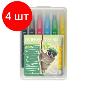 Комплект 4 наб, Мелки гелевые в пласт. корпусе выкручивающ. Funcolor, наб. 6 цв,2 вида,31-0017 в Москве от компании М.Видео