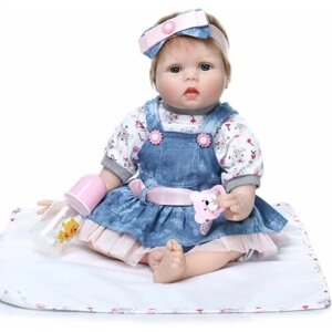 Кукла реборн мягконабивная NPK Doll в сарафане, 55 см. Кукла младенец Reborn в Москве от компании М.Видео