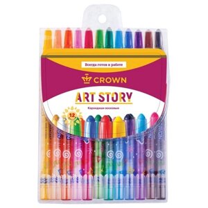 Карандаши восковые Crown "ArtStory", 12цв., выкручивающийся стержень, ПВХ, европодвес в Москве от компании М.Видео