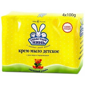 Ушастый нянь Крем мыло детское Алоэ 4х100 в Москве от компании М.Видео