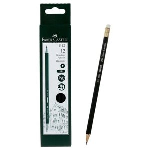 Карандаш чёрнографитный Faber-Castell HB 1112 с ластиком, чёрный в Москве от компании М.Видео