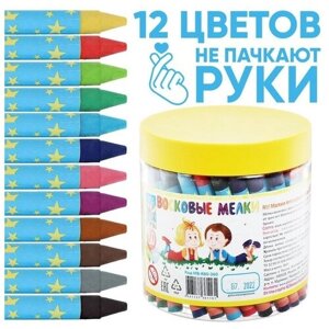 Мелки восковые, 12 цветов, 80 штук, "Игротека", макси упаковка, в пластиковом контейнере в Москве от компании М.Видео