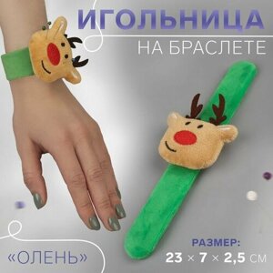 Игольница на браслете «Олень», 23  7  2,5 см, цвет зелёный/коричневый в Москве от компании М.Видео