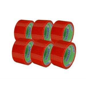 Скотч 50 м красный Фрегат 6 штук в упаковке, ширина 50 мм в Москве от компании М.Видео