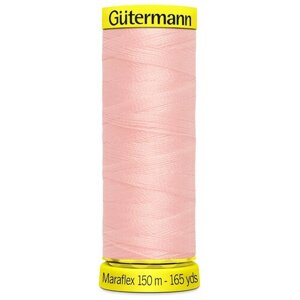 Нить Gutermann Maraflex 120 для эластичных, трикотажных материалов, 150 м, 100% ПБТ, 5 шт (659 светлый персиково-розовый) в Москве от компании М.Видео