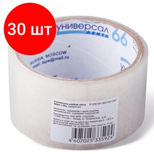 Комплект 30 шт, Клейкая лента упаковочная, 48 мм х 30 м, прозрачная, толщина 38 микрон, UNIVERSAL, 39661 в Москве от компании М.Видео