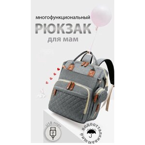 Рюкзак для мамы / Сумка на коляску для мамы / Сумка-рюкзак универсальный женский, темно-серый в Москве от компании М.Видео
