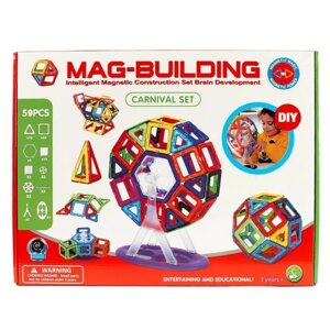 Магнитный конструктор Mag-Building / 59 деталей / Развивающий конструктор для детей / Игрушка для малышей в Москве от компании М.Видео