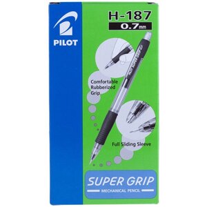 PILOT Набор механических карандашей Super Grip H-187 с ластиком HB, 0.7мм, 12 шт