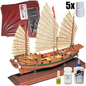 Pirate Junk, подарочная модель парусного корабля Amati (Италия), М. 1:100, основание + держатели + инструменты + краски, лак и клей