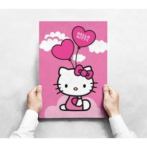 Плакат "Hello Kitty" формата А4 (21х30 см) без рамы