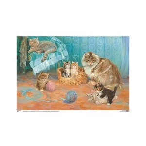 Плакат Мозаика-Синтез Кошка с котятами