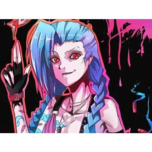 Плакат, постер на бумаге League of Legends: Jinx/Лига Легенд: Джинкс/игровые/игра/компьютерные герои персонажи. Размер 21 на 30 см