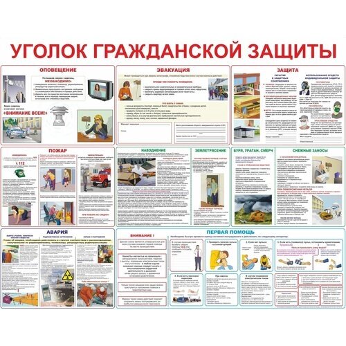 Плакаты "Уголок гражданской защиты" комплект из 10 плакатов от компании М.Видео - фото 1