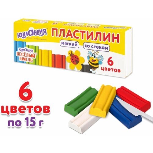 Пластилин мягкий юнландия "веселый шмель", 6 цветов, 90 г, со стеком, 106671 В комплекте: 5шт. от компании М.Видео - фото 1