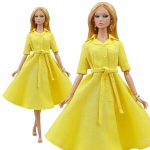 Платье-рубашка для кукол 29 см. типа барби цвета "Одуванчик"