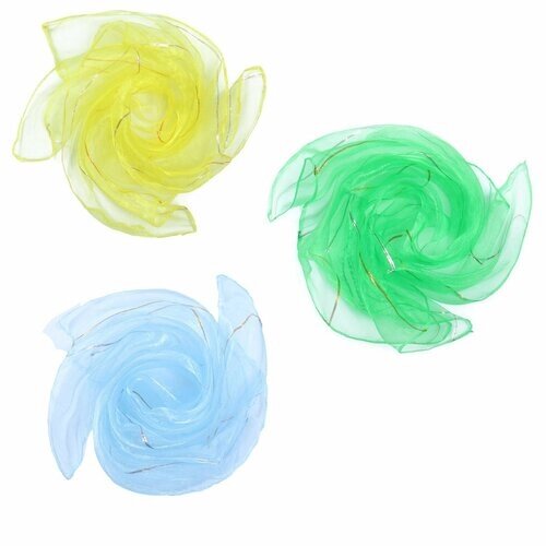 Платки для жонглирования реко, 3 штуки, голубой, жёлтый, зелёный от компании М.Видео - фото 1