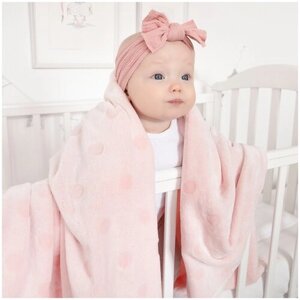 Плед детский для новорожденных теплый плюшевый 100х118 см розовый, на выписку, в коляску "Горох" Baby Nice