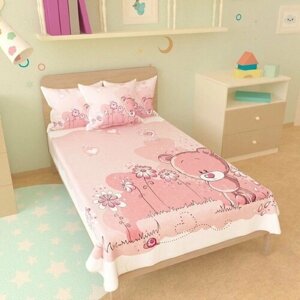 Плед детский в кроватку мишки розовый