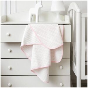 Плед-одеяло стеганное трикотаж, 100х118, "Сердечки" розовый
