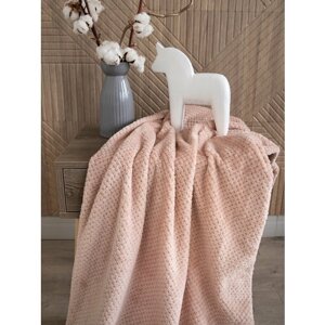 Плед плюшевый 100х140 см для новорожденных в кроватку коляску , розовый однотонный без рисунка