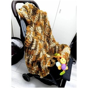 Плед плюшевый для новорожденного "Шахматка" леопардовый для новорожденных, 108х88 см, ручная работа