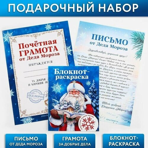 Подарочный набор: блокнот-раскраска, грамота, письмо от Дедушки Мороза «Новогодняя сказка» от компании М.Видео - фото 1