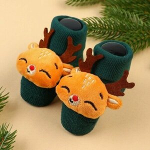 Подарочный набор новогодний Крошка Я: носочки - погремушки на ножки «Оленёнок», 2 шт.