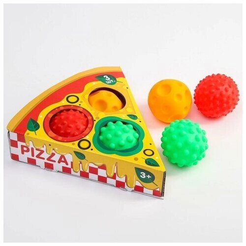 Подарочный набор развивающих, массажных мячиков ТероПром 4916715 «Пицца», 3 шт от компании М.Видео - фото 1