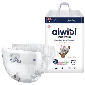 Подгузники детские AIWIBI Premium S (4-8 кг) 72 шт айвиби, памперсы