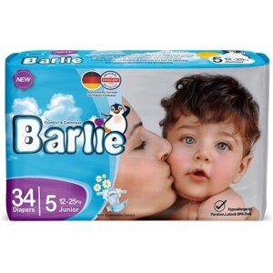 Подгузники детские Barlie №5 размер XL / Junior для малышей 12-25кг, 34шт. в упаковке
