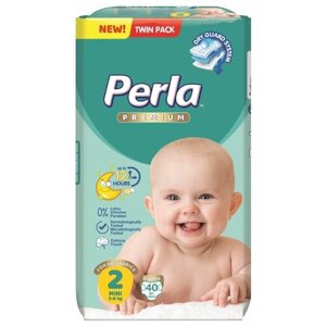 Подгузники детские, для девочек и для мальчиков, памперсы ночные для детей, Perla Twin Mini для новорожденных 3-6 кг, 2 размер, 40 шт