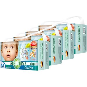 Подгузники для детей Melitina Памперсы детские для малышей размер M, 3, 6-11 кг, 176 штук