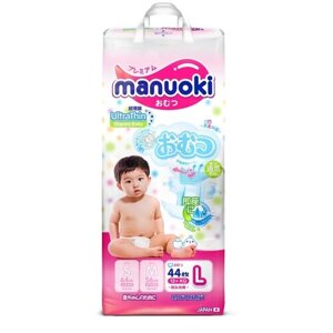 Подгузники Manuoki Ultrathin L 12 кг 44 шт JPM 007