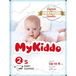 Подгузники MYKIDDO Premium 2S (до 6 кг) на липучках 24 шт