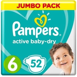 Подгузники Pampers Active Baby-Dry 13–18 кг, размер 6, 52 шт.