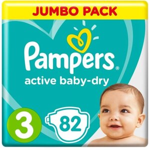 Подгузники Pampers Active Baby-Dry 6–10 кг, размер 3, 124 шт.