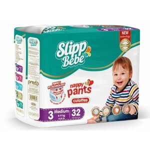 Подгузники-трусики детские SLIPP BEBE № 3 (4-9 кг) 32 шт