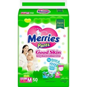 Подгузники-трусики MERRIES Good skin M 7-12 кг, 50шт