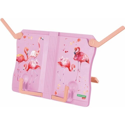 Подставка-держатель для книг, учебников, журналов настольная школьная Brauberg Kids Flamingo, регулируемый наклон, Abs-пластик, 238061 от компании М.Видео - фото 1