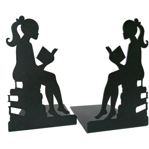 Подставка-ограничитель для книг “Девушка с книгой” 2 шт, металл, цвет чёрный от компании М.Видео - фото 1