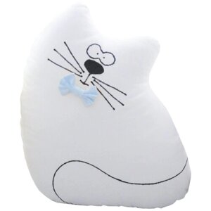 Подушка-бортик "Котик белый с голубым бантиком", 35*30 см, 100% хлопок